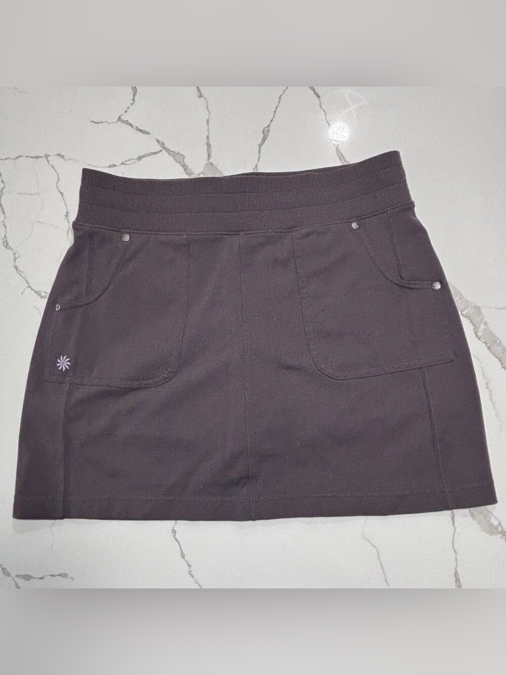 Athleta Skort Women's Plum Gray Stretch Lined Skirt Zipper Pockets Golf Medium